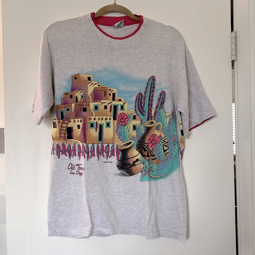 Vintage Cal Cru Old Town San Diego Lizard Pottery Shirt